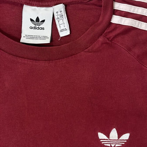 Adidas Originals T-shirt Burgundy with 3-Stripes Trefoil Logo Size L