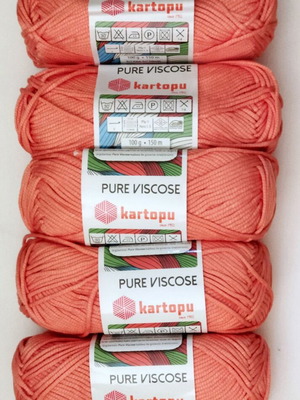 Kartopu Pure Viscose knitting yarn set of 5, new, 73% viscose 27% polyester