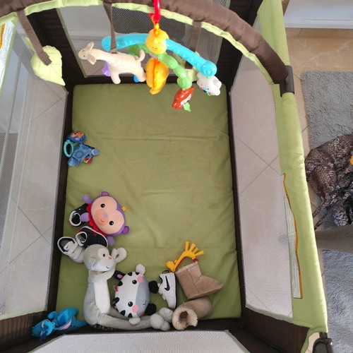Graco Pack & Play baby playpen used, olive and brown
