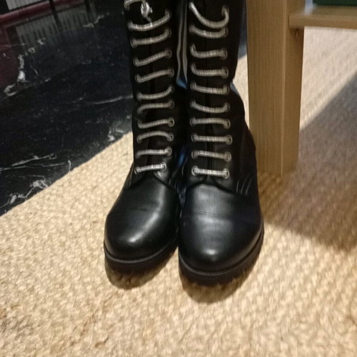 Black high boots used, size 39, with thick heel and silver laces