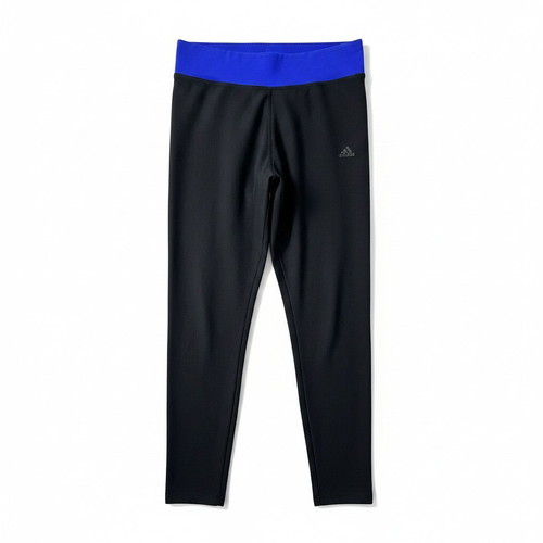 Adidas Climalite sports leggings, black with blue waistband, size XS