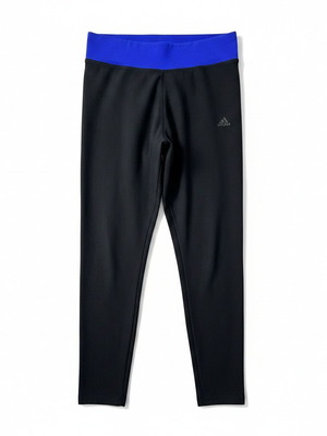 Adidas Climalite sports leggings, black with blue waistband, size XS