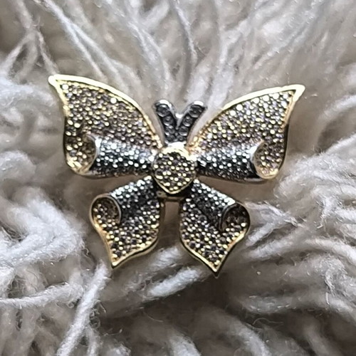 Collectible Gold Butterfly Brooch New from Yellow and White Gold 585