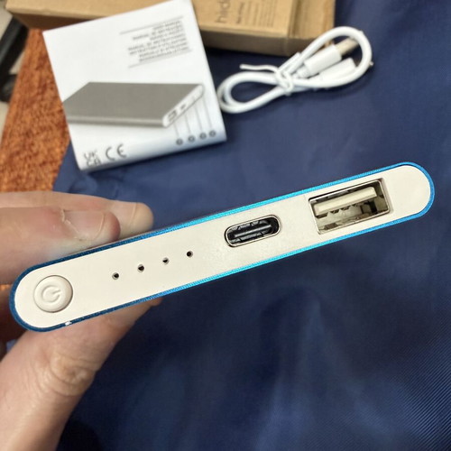 Power Bank 4000mAh new, blue matte aluminum with design