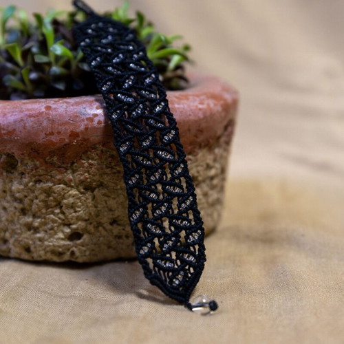 Handmade black macrame bracelet like new