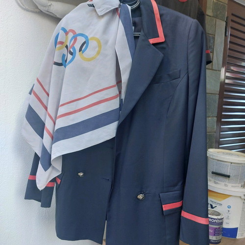 Olympic Airways flight attendant uniform ArtistI ItalianI like new with Tseklenis scarf
