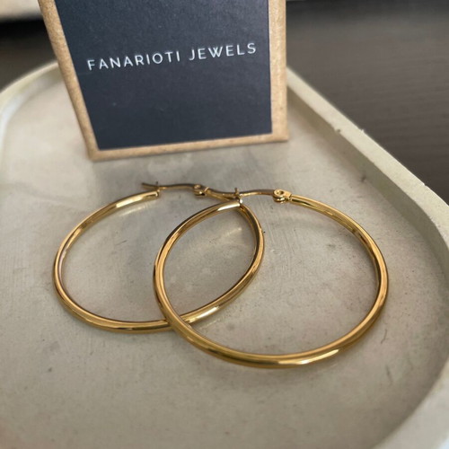 Hoop earrings 40mm new, gold-colored steel