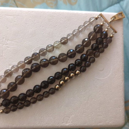 Oxette bracelet new, gold-plated silver and smoky quartz