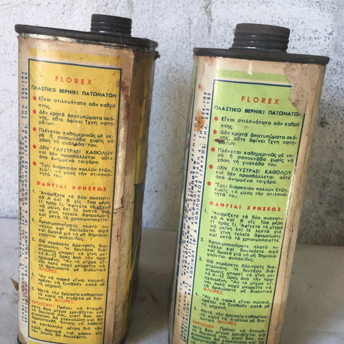 Chrotex metal packaging set 60’s with Florex varnishes used