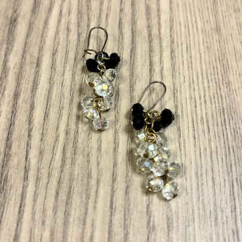 Earrings set of 3 pairs like new, silver color with black and white details