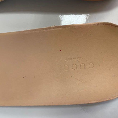 Gucci leather sneakers used, beige, size 37