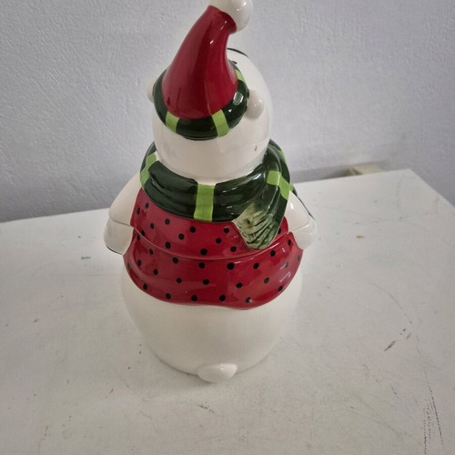 Porcelain Christmas Bear Cookie Jar like new