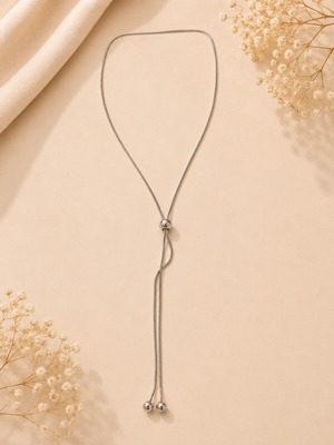 Silver adjustable Y lariat necklace stainless steel new
