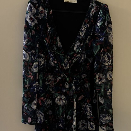 Pull & Bear mini floral dress with sheer sleeves