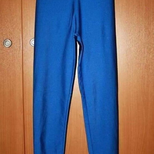 Blue shiny high-waisted leggings new, size S