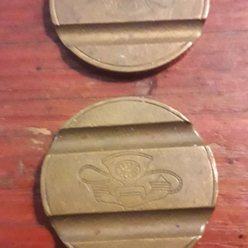 Vintage Gettone Telefonico used, 1974 & 1977 bronze tokens