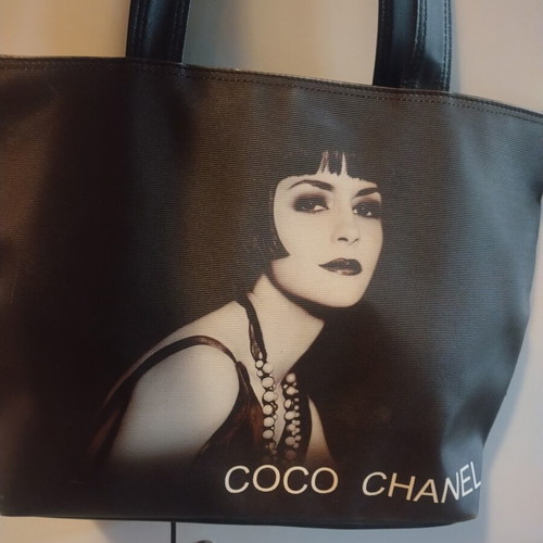 Vintage shoulder bag used, eco leather, black 30x40