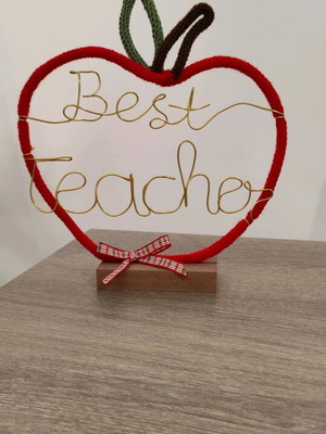 Best Teacher table decor new, apple with gold letters
