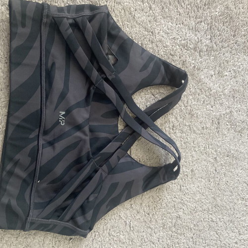 My Protein sports bra new, black with zebra print, size S