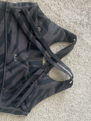My Protein sports bra new, black with zebra print, size S