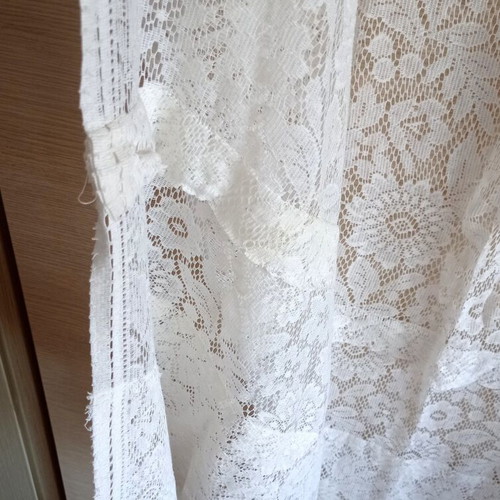 Machine Lace Curtain used, floral design, 212 x 155 cm
