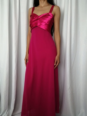 Vintage Molly-Jo formal pink dress with satin bustier, size S, like new
