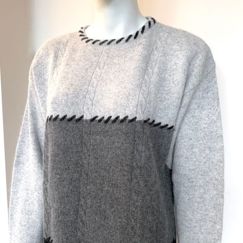 TIGI Oversized Colorblock Wool & Angora Cable Knit Sweater