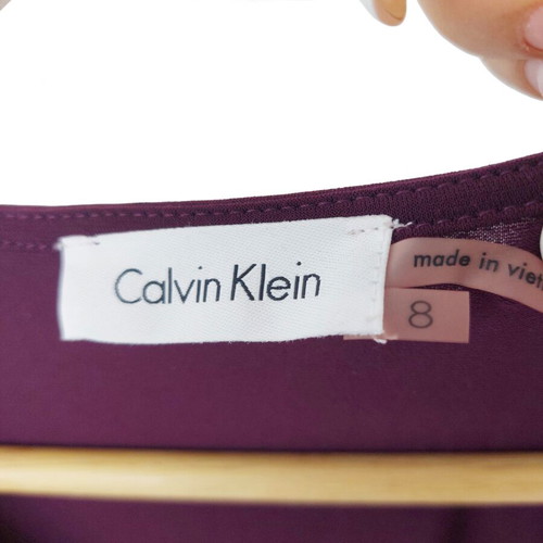 Calvin Klein Jersey Dress plum with gold details size M-L like new
