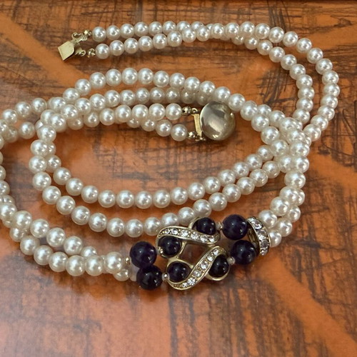 Vintage large necklace with amethyst custom jewellery like new