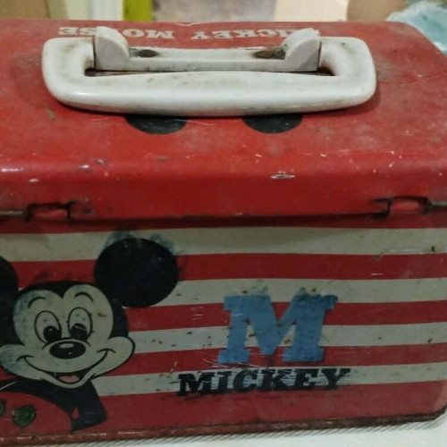 Disney Mickey Mouse red tin box vintage 70s by Melody Taiwan