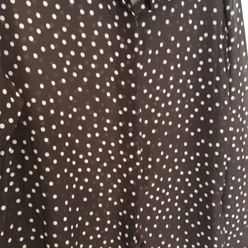 Brown polka dot semi-transparent shirt like new, one size