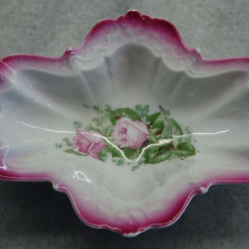 Oval bowl with roses used, Bavaria vintage porcelain