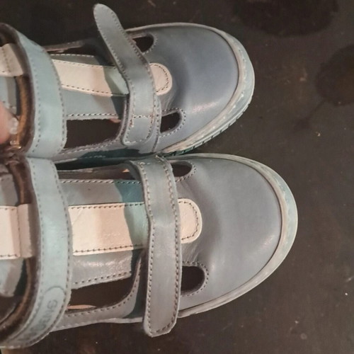 Leather Anatomical Sandals Size 32 New, White and Turquoise