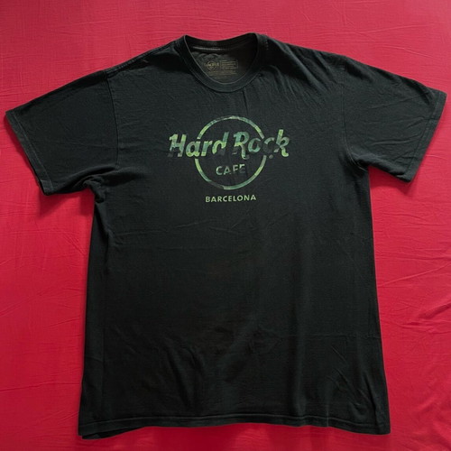 Hard Rock Cafe Barcelona T-shirt, size L, black and green