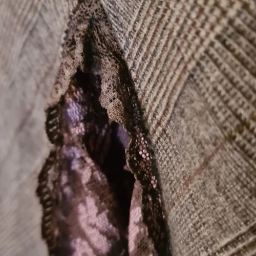LM Lulu wool skirt with lace L like new, brown and pink
