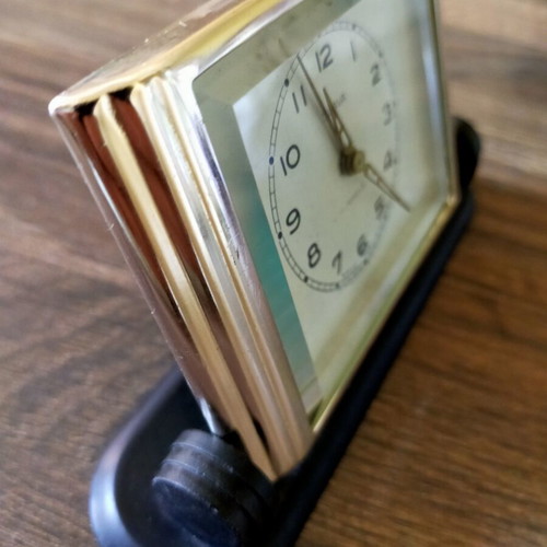 Slava mechanical table clock used, analog display