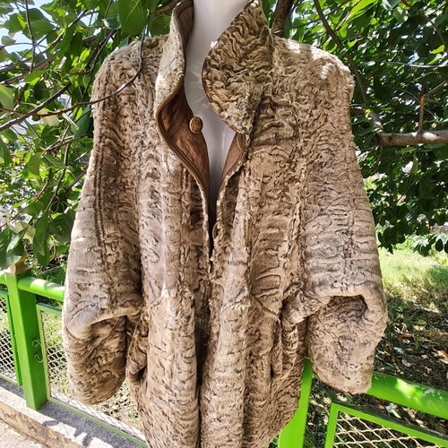 Sheepskin coat Christ Schad reversible, new, beige and brown
