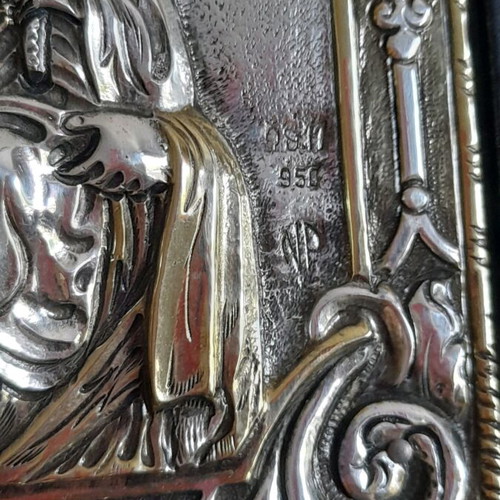 Icon Virgin Mary with Baby Jesus new, silver 950 and 24 carat gold, 16x19 cm
