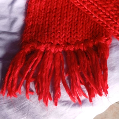 Handmade scarf and hat set used, red