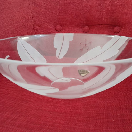 Orrefors Sweden Crystal Bowl Frosted Leaf Discontinued, new
