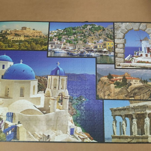 Greece landscapes puzzle used, ready and glued 48x68.5 cm