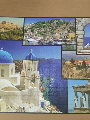 Greece landscapes puzzle used, ready and glued 48x68.5 cm
