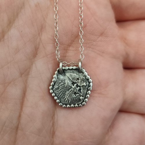 Necklace with polygonal pendant silver 925 new