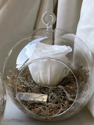 Crystal ball with forever rose in white shade new