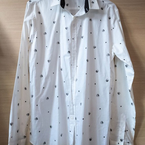 Men's White Shirt with Patterns Size L New