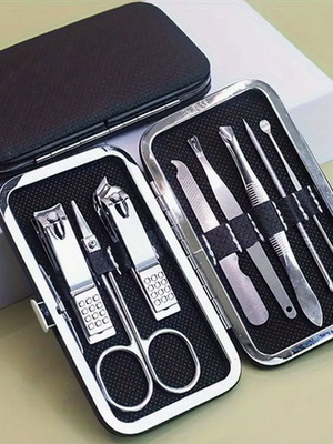 Nail care kit new, 8-piece stainless steel set