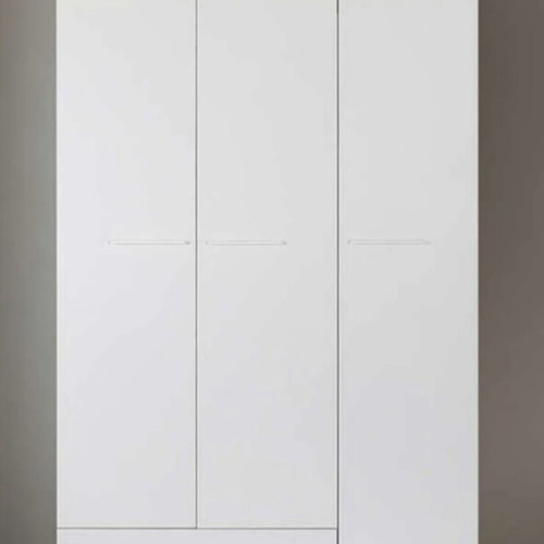 Three-Door Clothing Closet with Drawer White like New, 103x52x198cm
