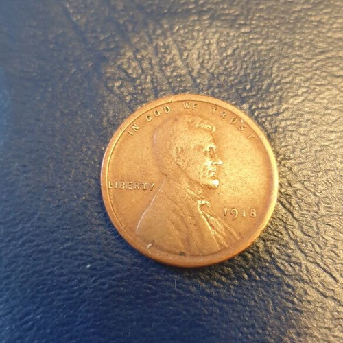 Lincoln cent 1918 used, no motto, WW1 start