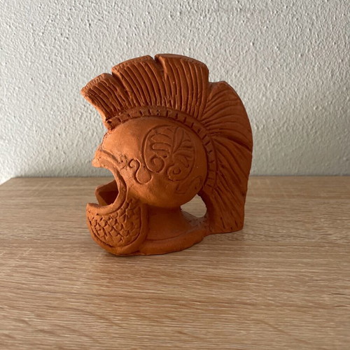 Ancient clay helmet in excellent condition