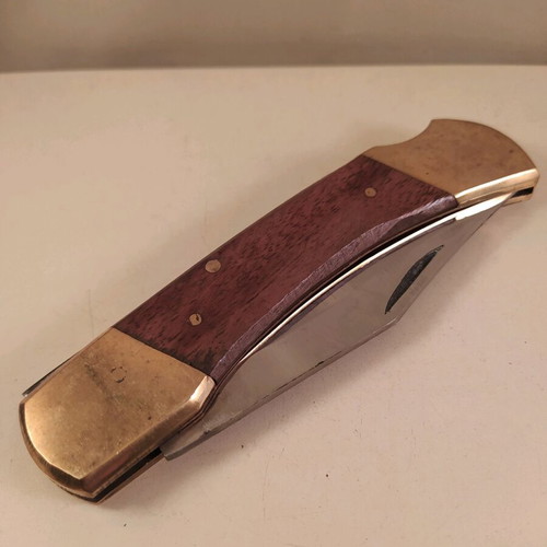 Vintage folding knife like new, wood metal bronze